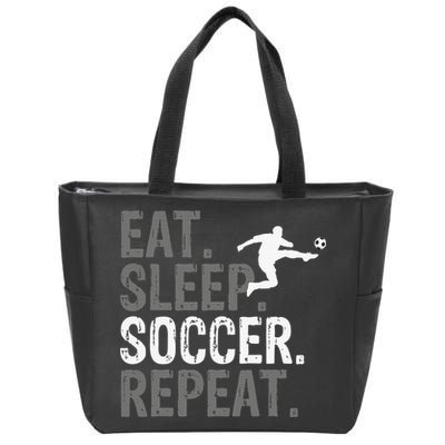 Eat Sleep Soccer Repeat - Soccer Graphic Zip Tote Bag