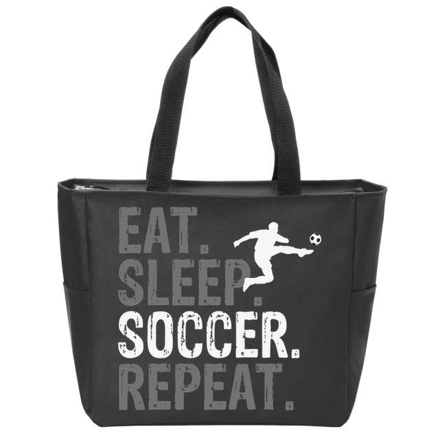 Eat Sleep Soccer Repeat - Soccer Graphic Zip Tote Bag