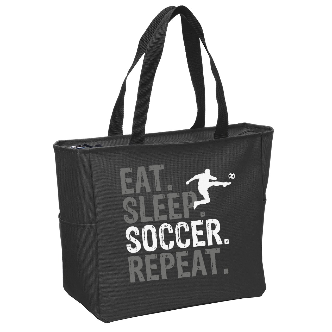Eat Sleep Soccer Repeat - Soccer Graphic Zip Tote Bag