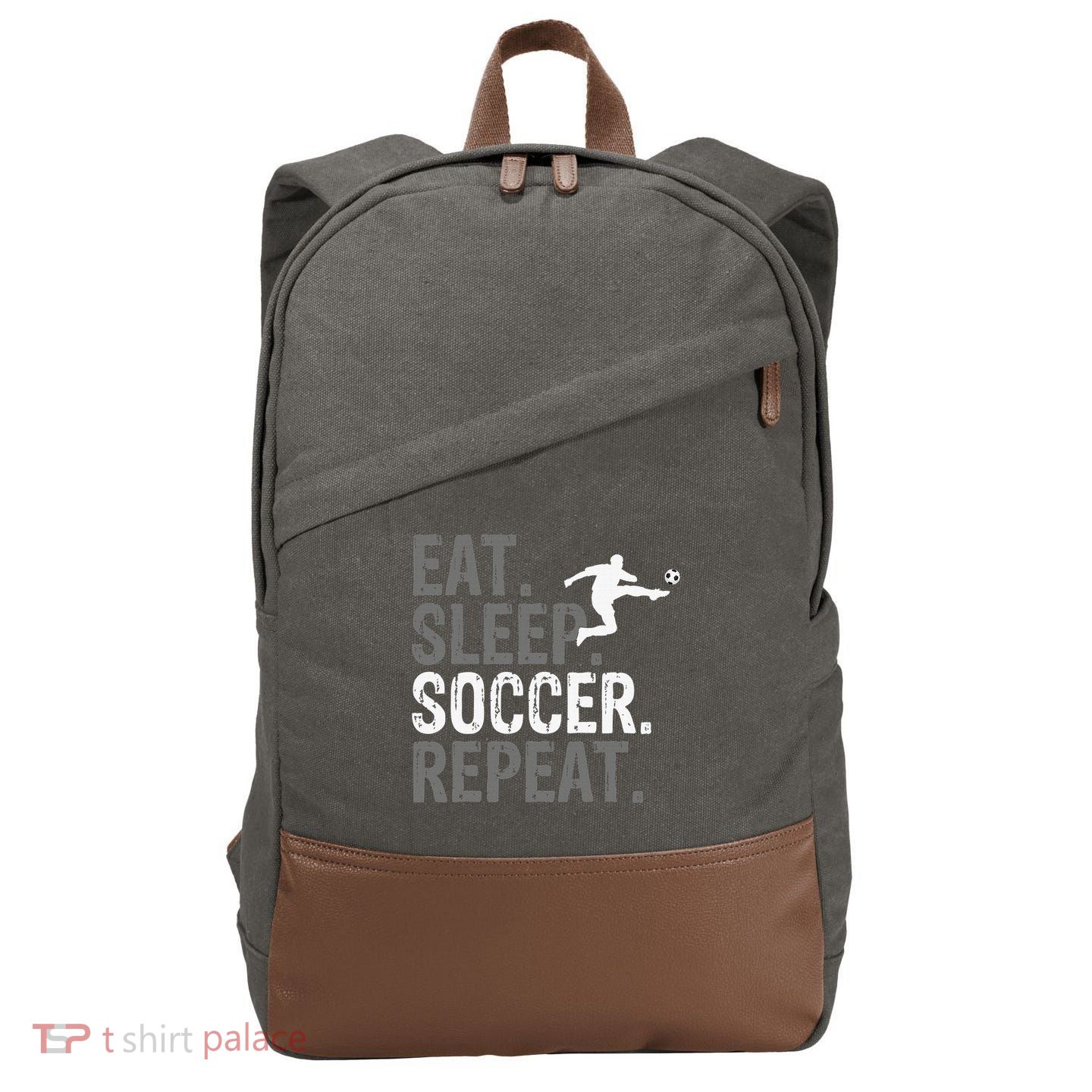Eat Sleep Soccer Repeat - Soccer Graphic Cotton Canvas Backpack