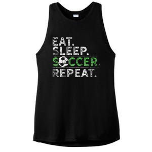 Eat Sleep Soccer Repeat Soccer Player Coach Ladies PosiCharge Tri-Blend Wicking Tank