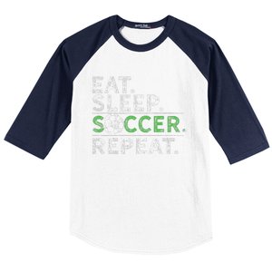 Eat Sleep Soccer Repeat Soccer Player Coach Baseball Sleeve Shirt