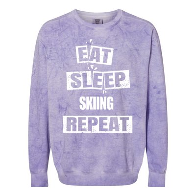 Eat Sleep Skiing Repeat Funny Skiing Great Gift Colorblast Crewneck Sweatshirt