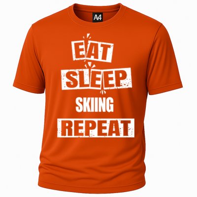 Eat Sleep Skiing Repeat Funny Skiing Great Gift Cooling Performance Crew T-Shirt