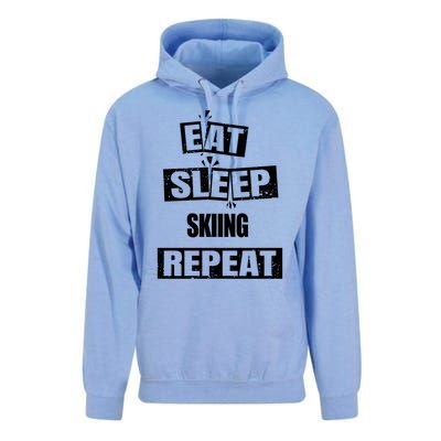 Eat Sleep Skiing Repeat Funny Skiing Great Gift Unisex Surf Hoodie