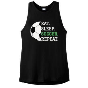 Eat Sleep Soccer Repeat Soccer Player Coach Ladies PosiCharge Tri-Blend Wicking Tank