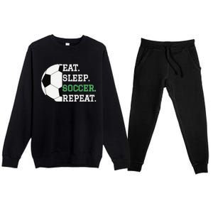 Eat Sleep Soccer Repeat Soccer Player Coach Premium Crewneck Sweatsuit Set