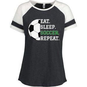 Eat Sleep Soccer Repeat Soccer Player Coach Enza Ladies Jersey Colorblock Tee