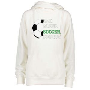 Eat Sleep Soccer Repeat Soccer Player Coach Womens Funnel Neck Pullover Hood