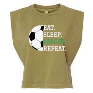 Eat Sleep Soccer Repeat Soccer Player Coach Garment-Dyed Women's Muscle Tee