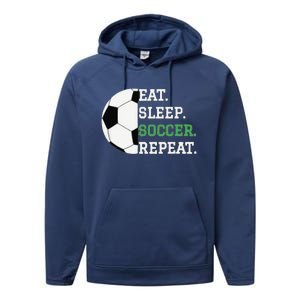 Eat Sleep Soccer Repeat Soccer Player Coach Performance Fleece Hoodie