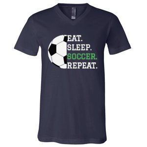 Eat Sleep Soccer Repeat Soccer Player Coach V-Neck T-Shirt