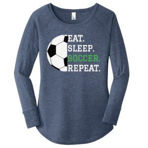 Eat Sleep Soccer Repeat Soccer Player Coach Women's Perfect Tri Tunic Long Sleeve Shirt