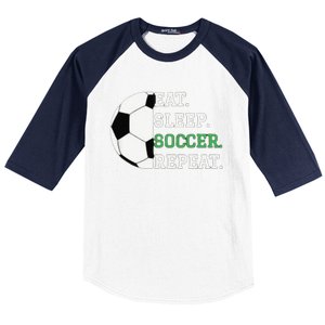 Eat Sleep Soccer Repeat Soccer Player Coach Baseball Sleeve Shirt