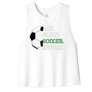 Eat Sleep Soccer Repeat Soccer Player Coach Women's Racerback Cropped Tank