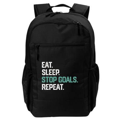 Eat Sleep Stop Goals Repeat Goalie Soccer Hockey Backpack
