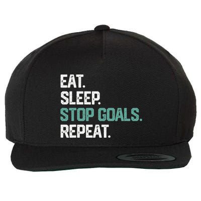 Eat Sleep Stop Goals Repeat Goalie Soccer Hockey Wool Snapback Cap