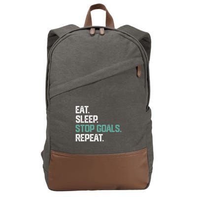 Eat Sleep Stop Goals Repeat Goalie Soccer Hockey Cotton Canvas Backpack
