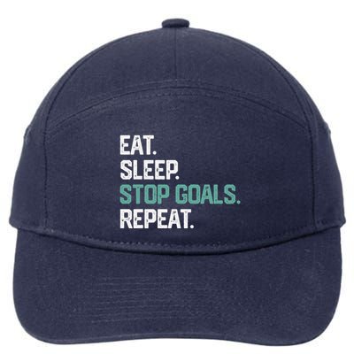 Eat Sleep Stop Goals Repeat Goalie Soccer Hockey 7-Panel Snapback Hat