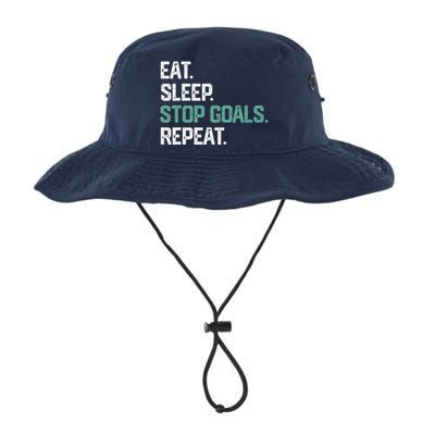 Eat Sleep Stop Goals Repeat Goalie Soccer Hockey Legacy Cool Fit Booney Bucket Hat