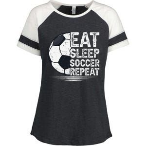 Eat Sleep Soccer Repeat Soccer Player Soccer Enza Ladies Jersey Colorblock Tee