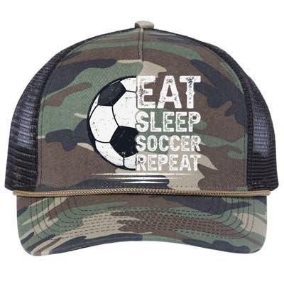 Eat Sleep Soccer Repeat Soccer Player Soccer Retro Rope Trucker Hat Cap