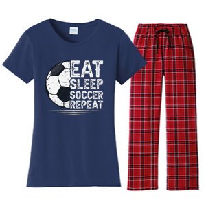 Eat Sleep Soccer Repeat Soccer Player Soccer Women's Flannel Pajama Set