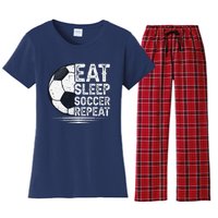 Eat Sleep Soccer Repeat Soccer Player Soccer Women's Flannel Pajama Set