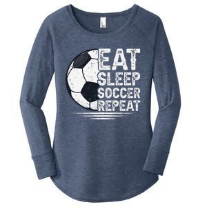 Eat Sleep Soccer Repeat Soccer Player Soccer Women's Perfect Tri Tunic Long Sleeve Shirt