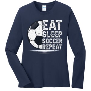 Eat Sleep Soccer Repeat Soccer Player Soccer Ladies Long Sleeve Shirt