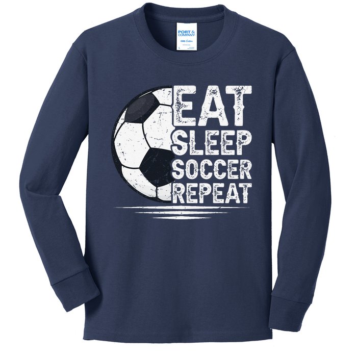 Eat Sleep Soccer Repeat Soccer Player Soccer Kids Long Sleeve Shirt