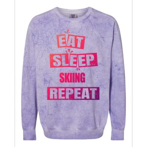 Eat Sleep Skiing Repeat Funny Skiing Gift Colorblast Crewneck Sweatshirt