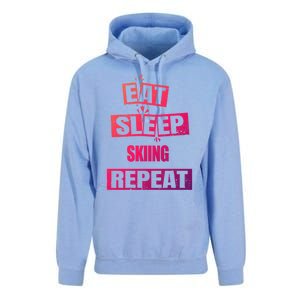 Eat Sleep Skiing Repeat Funny Skiing Gift Unisex Surf Hoodie