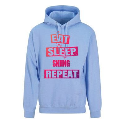 Eat Sleep Skiing Repeat Funny Skiing Gift Unisex Surf Hoodie