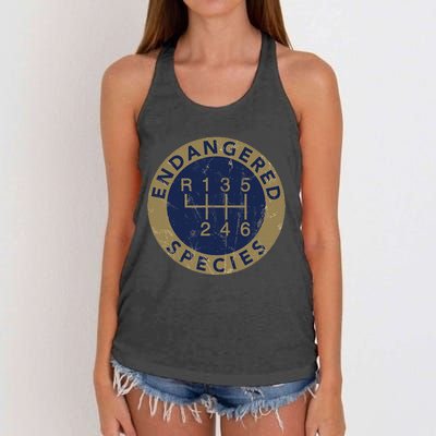 Endangered Species Stick Shift Manual Transmission Drivers Women's Knotted Racerback Tank