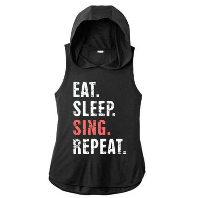 EAT SLEEP SING REPEAT Musical Theater Ladies PosiCharge Tri-Blend Wicking Draft Hoodie Tank