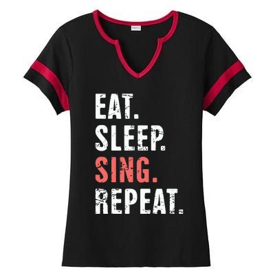 EAT SLEEP SING REPEAT Musical Theater Ladies Halftime Notch Neck Tee