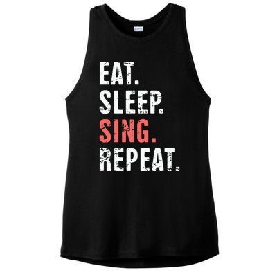 EAT SLEEP SING REPEAT Musical Theater Ladies PosiCharge Tri-Blend Wicking Tank