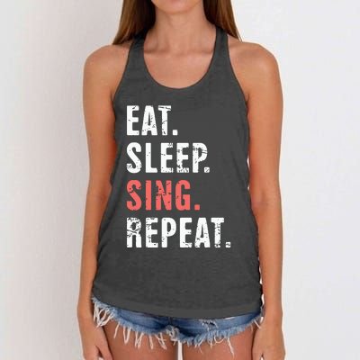 EAT SLEEP SING REPEAT Musical Theater Women's Knotted Racerback Tank