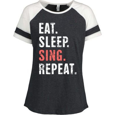 EAT SLEEP SING REPEAT Musical Theater Enza Ladies Jersey Colorblock Tee