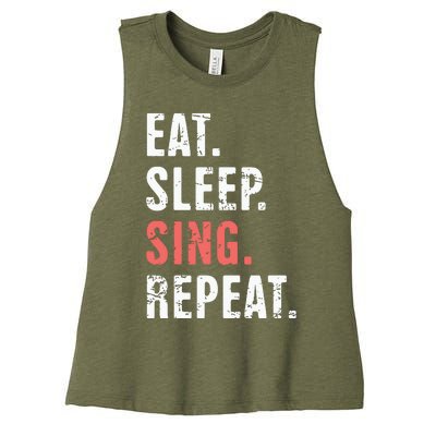 EAT SLEEP SING REPEAT Musical Theater Women's Racerback Cropped Tank