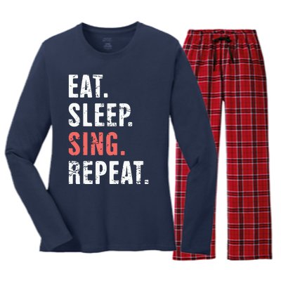 EAT SLEEP SING REPEAT Musical Theater Women's Long Sleeve Flannel Pajama Set 