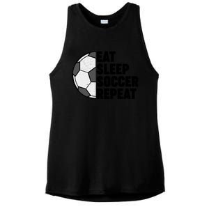 Eat Sleep Soccer Repeat Teens Girl Boy Ladies PosiCharge Tri-Blend Wicking Tank