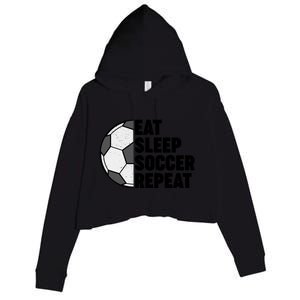 Eat Sleep Soccer Repeat Teens Girl Boy Crop Fleece Hoodie