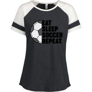 Eat Sleep Soccer Repeat Teens Girl Boy Enza Ladies Jersey Colorblock Tee