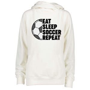 Eat Sleep Soccer Repeat Teens Girl Boy Womens Funnel Neck Pullover Hood