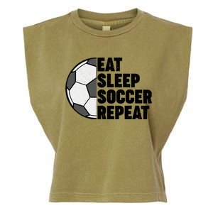 Eat Sleep Soccer Repeat Teens Girl Boy Garment-Dyed Women's Muscle Tee