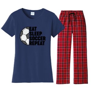 Eat Sleep Soccer Repeat Teens Girl Boy Women's Flannel Pajama Set