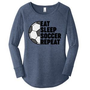 Eat Sleep Soccer Repeat Teens Girl Boy Women's Perfect Tri Tunic Long Sleeve Shirt