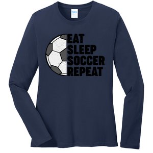 Eat Sleep Soccer Repeat Teens Girl Boy Ladies Long Sleeve Shirt